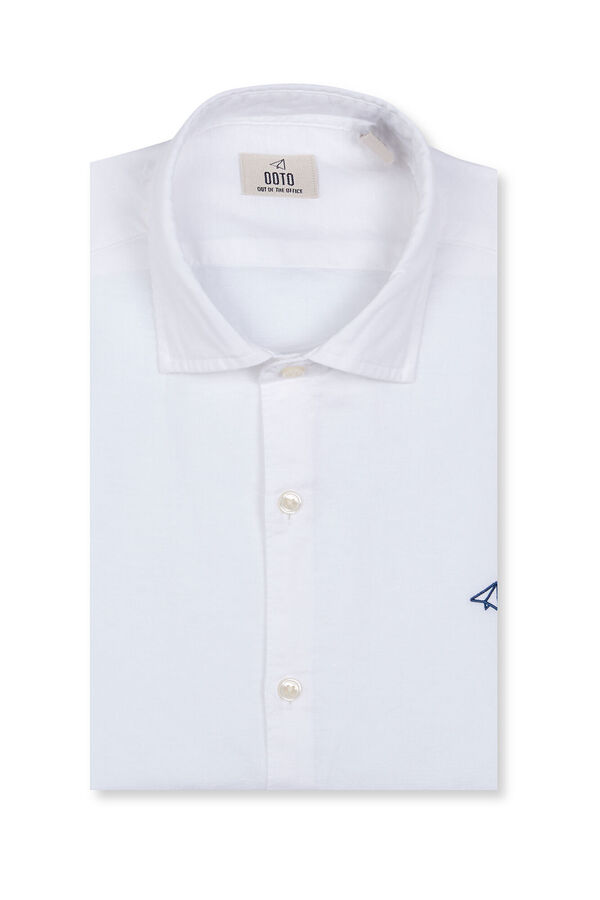 OOTO Camisa algod&oacute;n lino manga larga Blanco