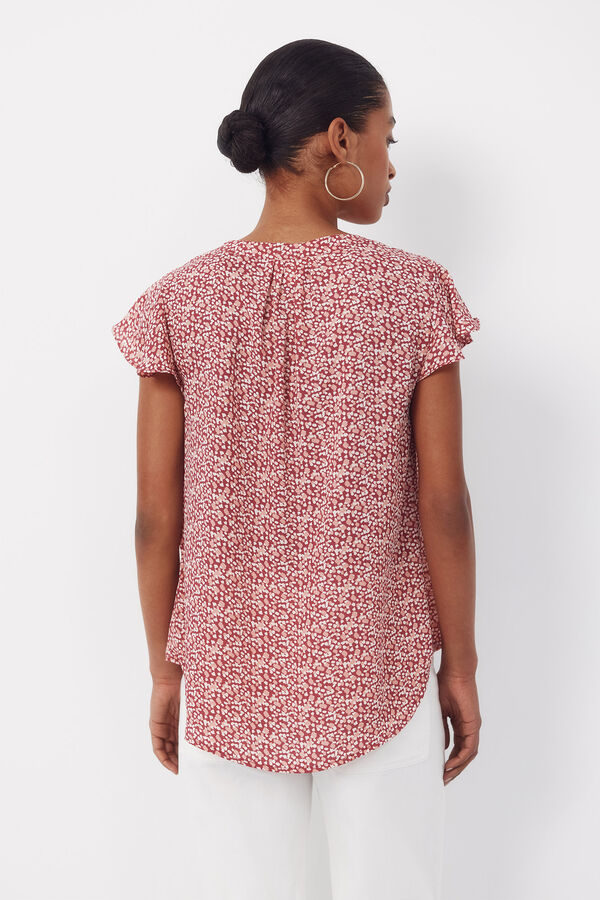 Cortefiel Blusa fluida de manga de vuelo Estampado rojo