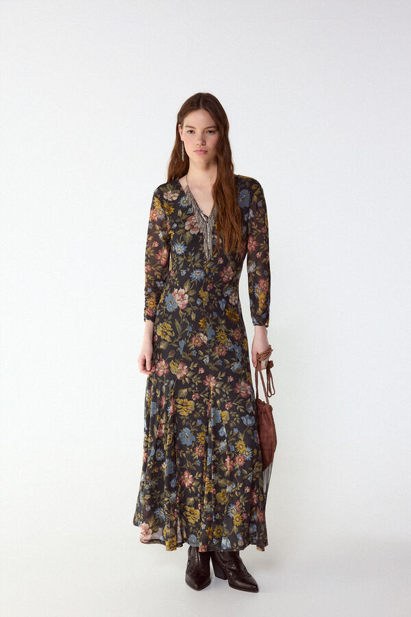 Slowlove Vestido estampado con vuelo Multicolor