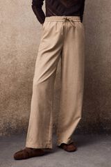 Slowlove Pantal&oacute;n ancho de rayas Estampado beige