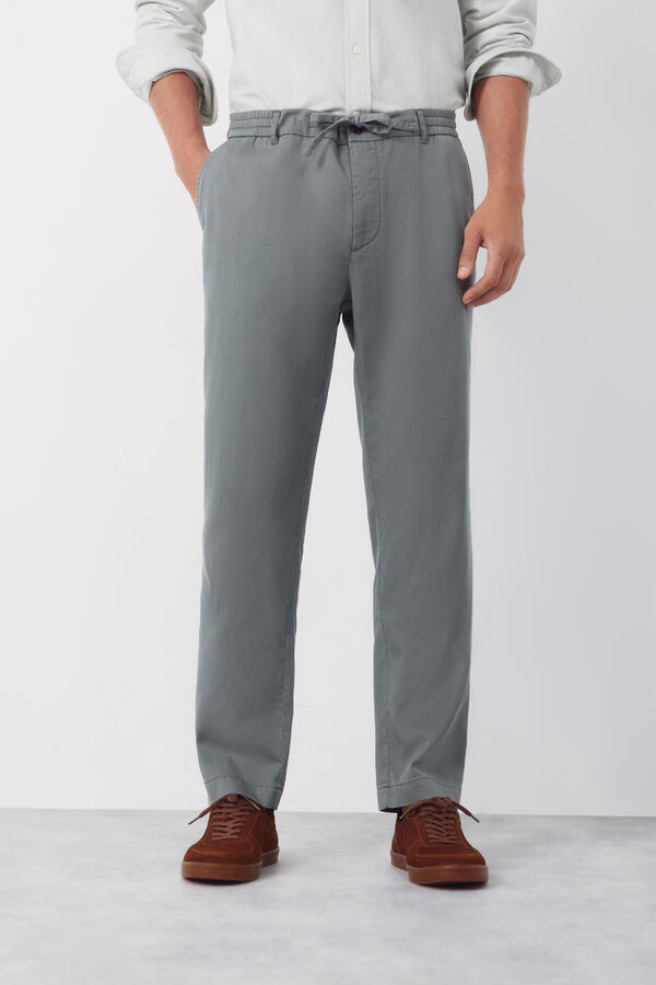 Cortefiel Pantal&oacute;n chino algod&oacute;n tencel tapered Gris