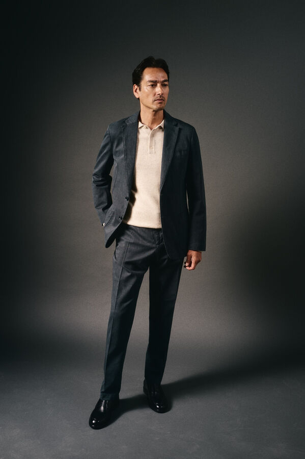 OOTO Jersey cuello polo lana Beige