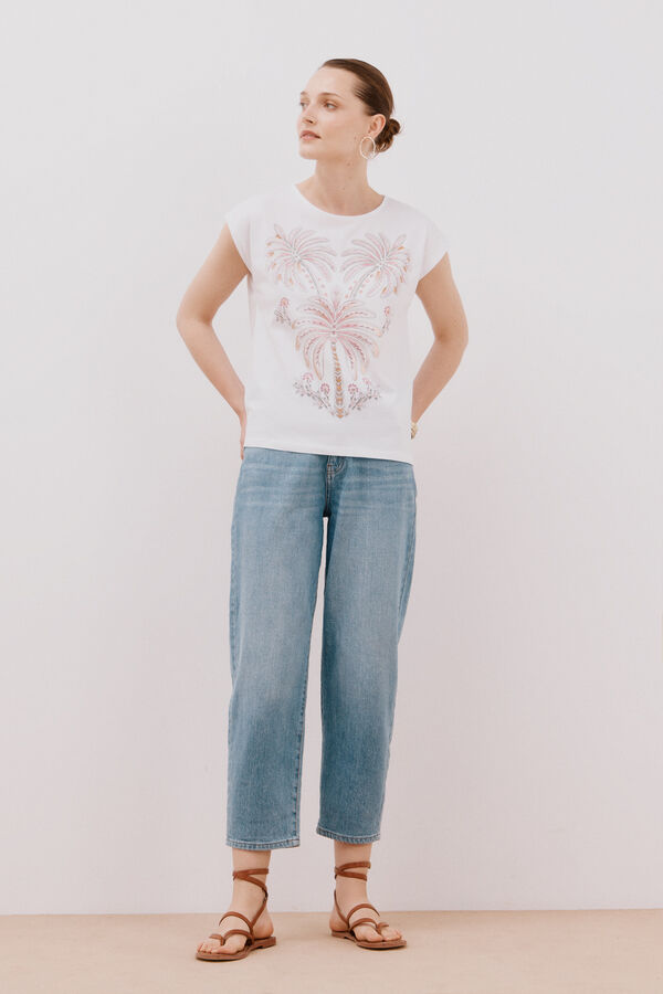 Cortefiel Playera sin mangas estampada Blanco