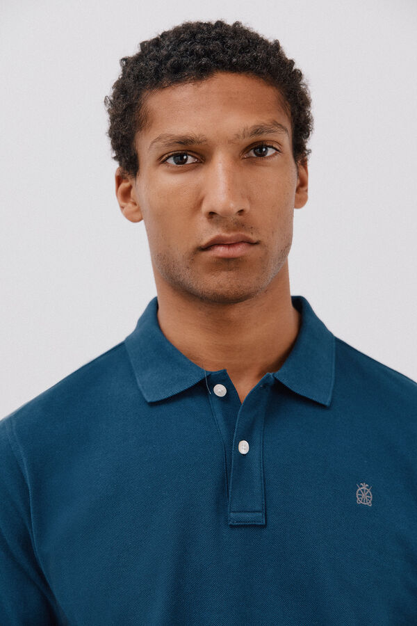 Cortefiel Polo b&aacute;sico de piqu&eacute; Azul oscuro