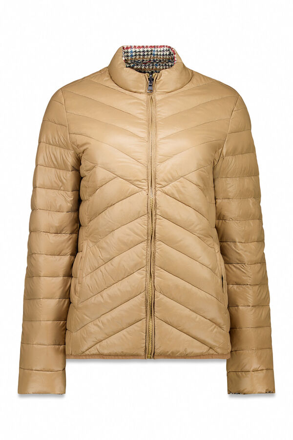 Cortefiel Chamarra reversible plumas Beige