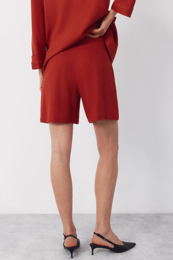 Cortefiel Pantal&oacute;n bermuda de lino Naranja
