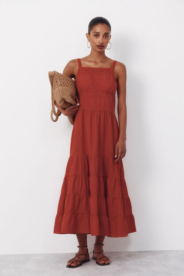 Cortefiel Vestido estampado Rojo