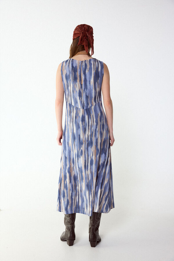 Slowlove Vestido estampado con frunce Estampado azul