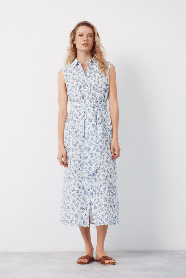 Cortefiel Vestido camisero vichy Estampado azul