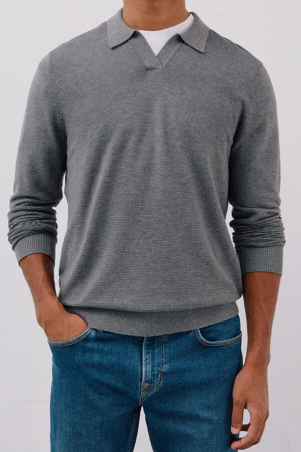 Cortefiel Su&eacute;ter tejido fino Gris