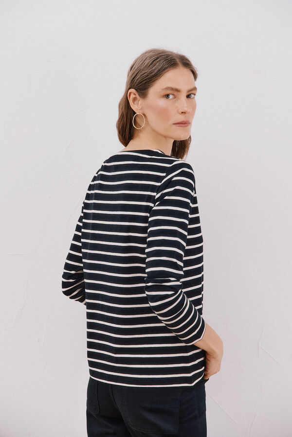 Cortefiel Playera barco botones Estampado blanco