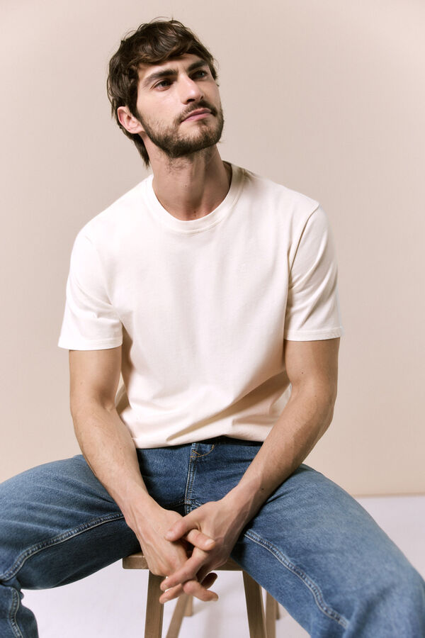 OOTO Camiseta b&aacute;sica lavada Beige