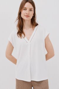 Cortefiel Playera pico con detalle puntilla