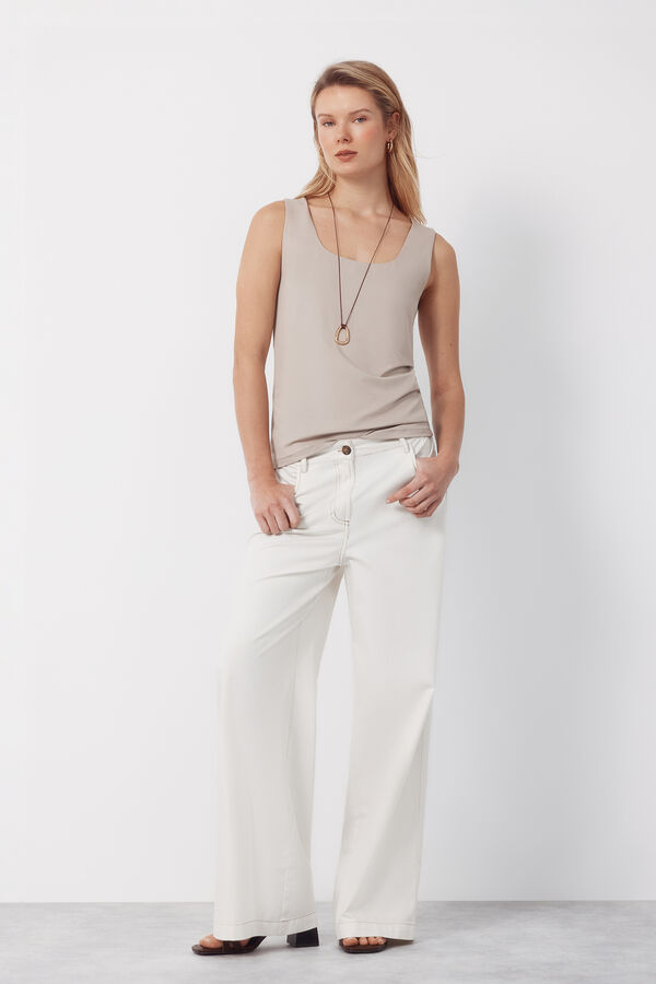 Cortefiel Top b&aacute;sico de tirantes Beige