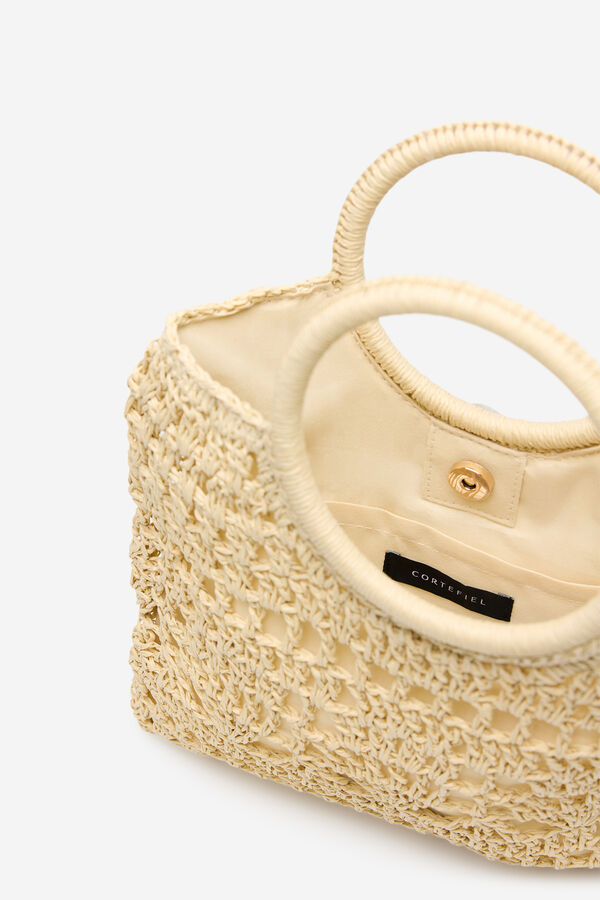 Cortefiel Bolsa de rafia trenzada Arena