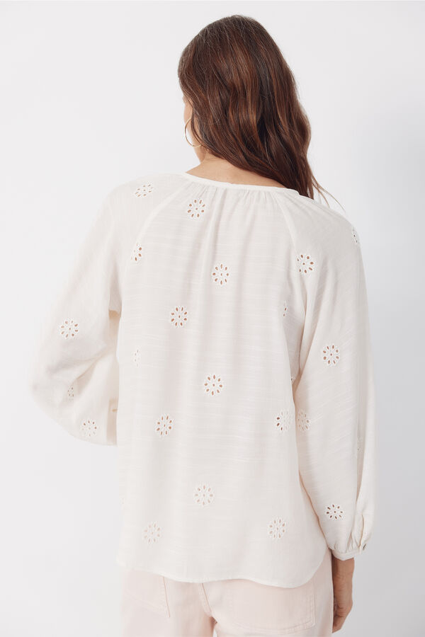 Cortefiel Blusa con bordados Marfil