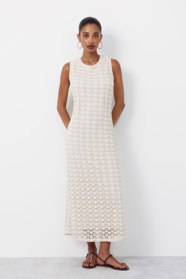 Cortefiel Vestido de estructura r&uacute;stica Marfil