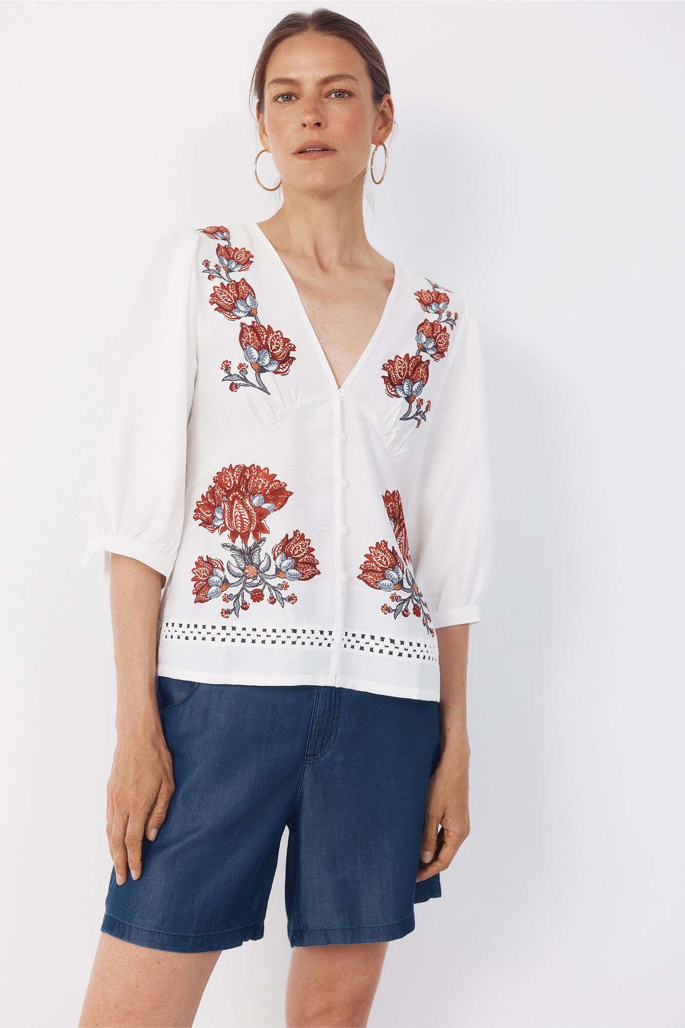 Cortefiel Blusa con estampado posicional