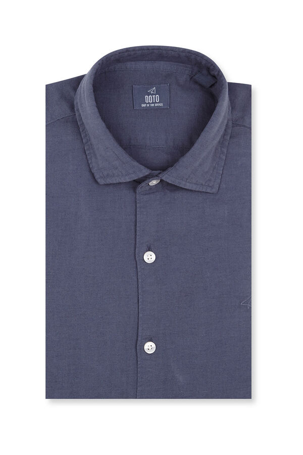 OOTO Camisa algod&oacute;n lino manga larga Azul