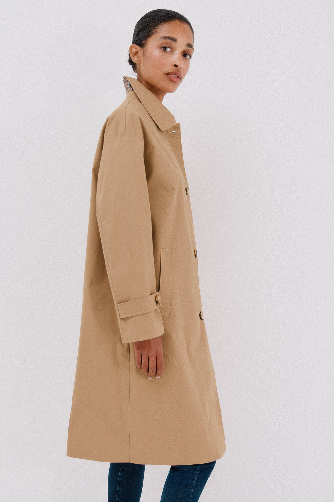 Cortefiel Gabardina larga con botones centrales