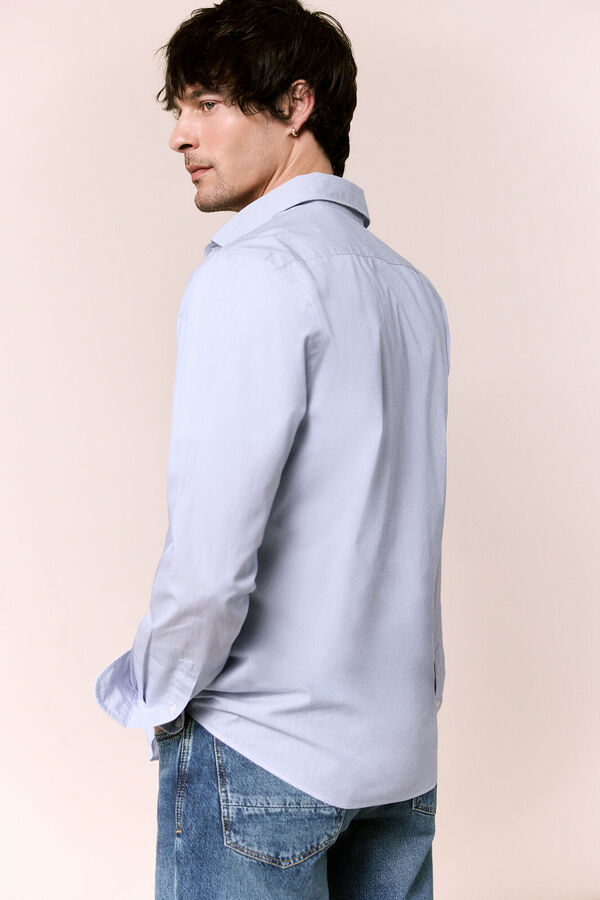 OOTO Camisa rayas popel&iacute;n manga larga Azul