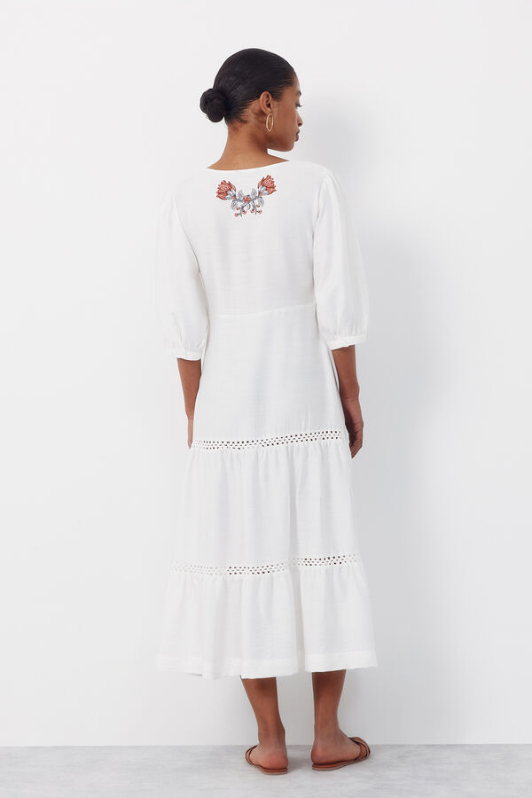 Cortefiel Vestido largo estampado Estampado blanco