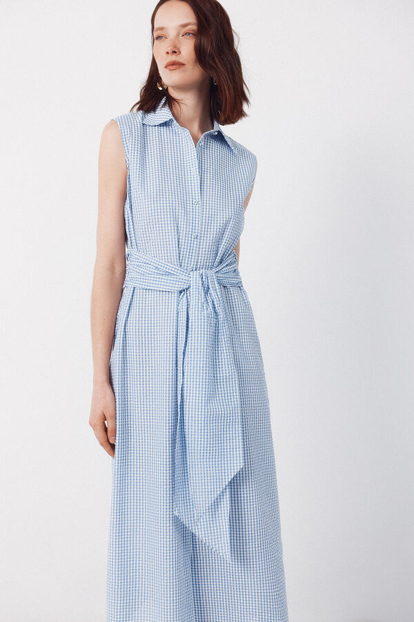 Cortefiel Vestido camisero vichy Azul