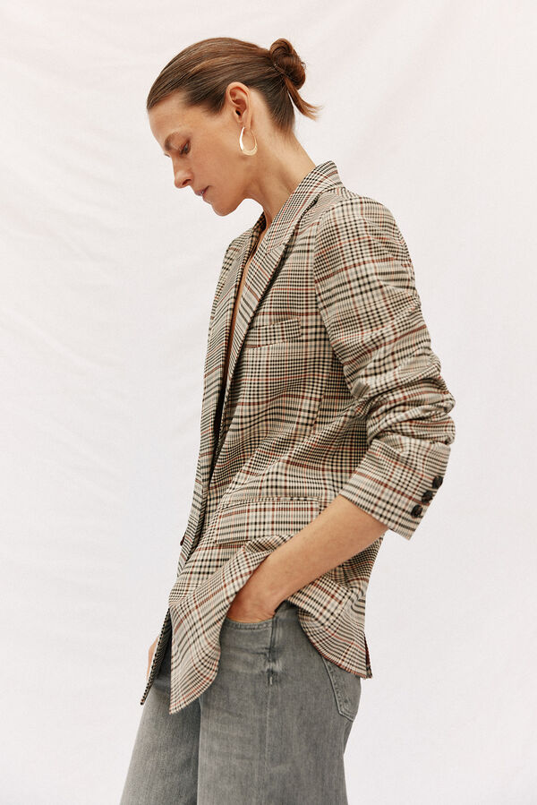 Cortefiel Blazer mujer de tejido a cuadros Multicolor