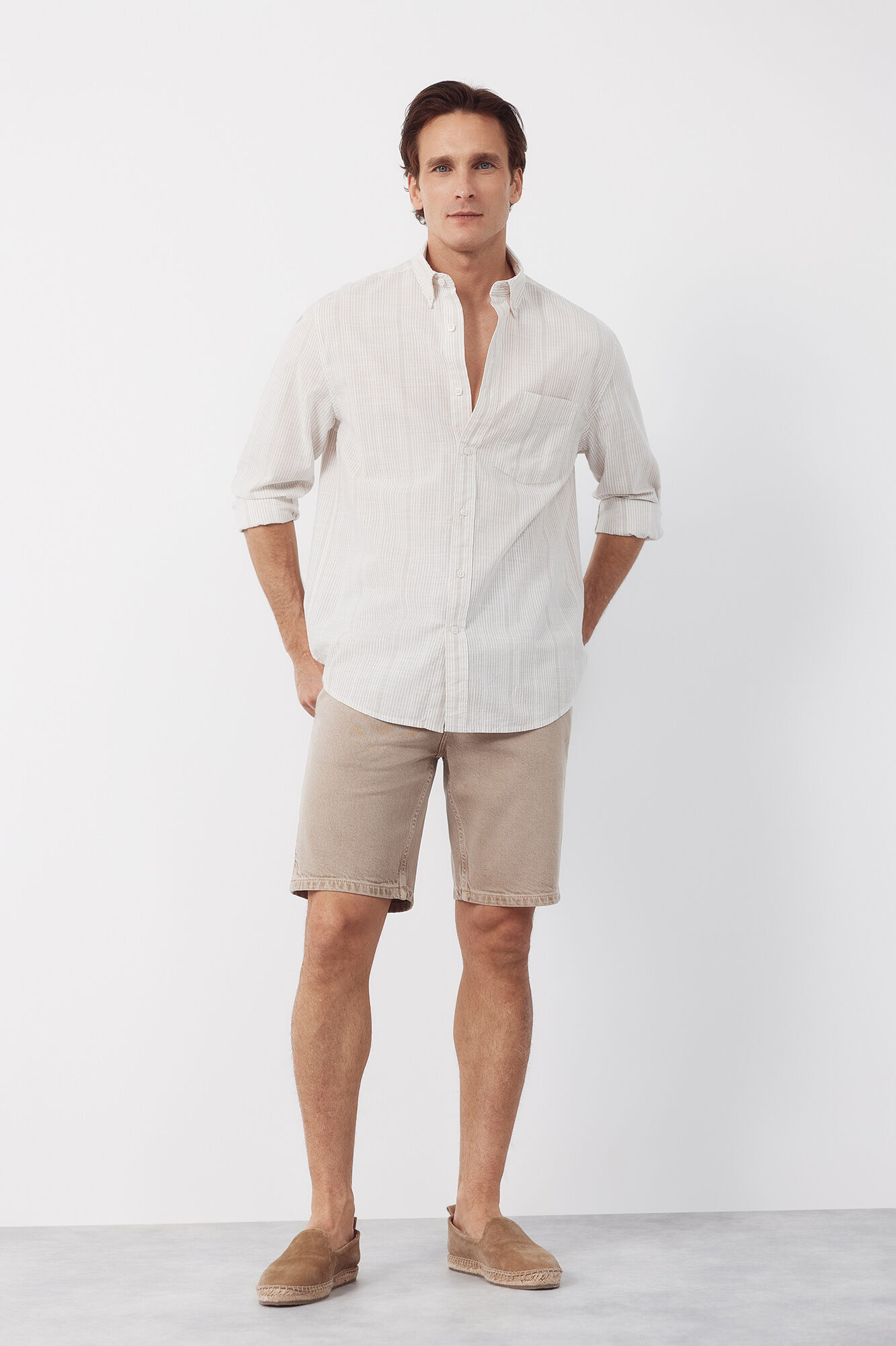 Cortefiel Camisa rayas algod&oacute;n slub