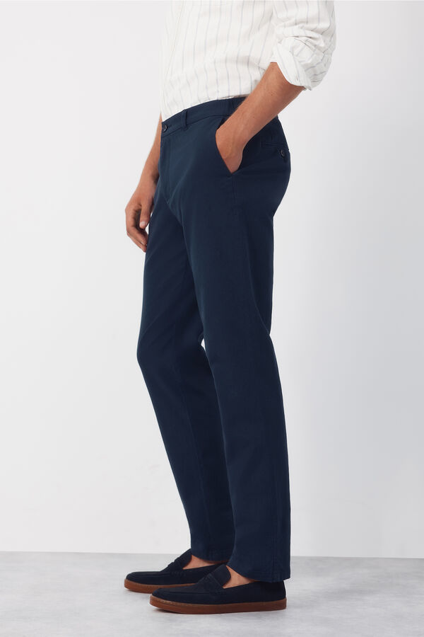 Cortefiel Pantal&oacute;n chino algod&oacute;n-lino regular Azul oscuro