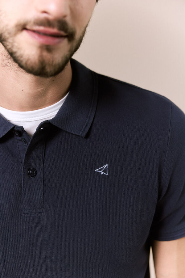 OOTO Polo b&aacute;sico piqu&eacute; lavado Azul