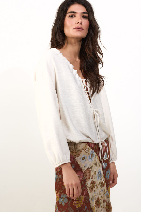 Slowlove Blusa con lazos Blanco