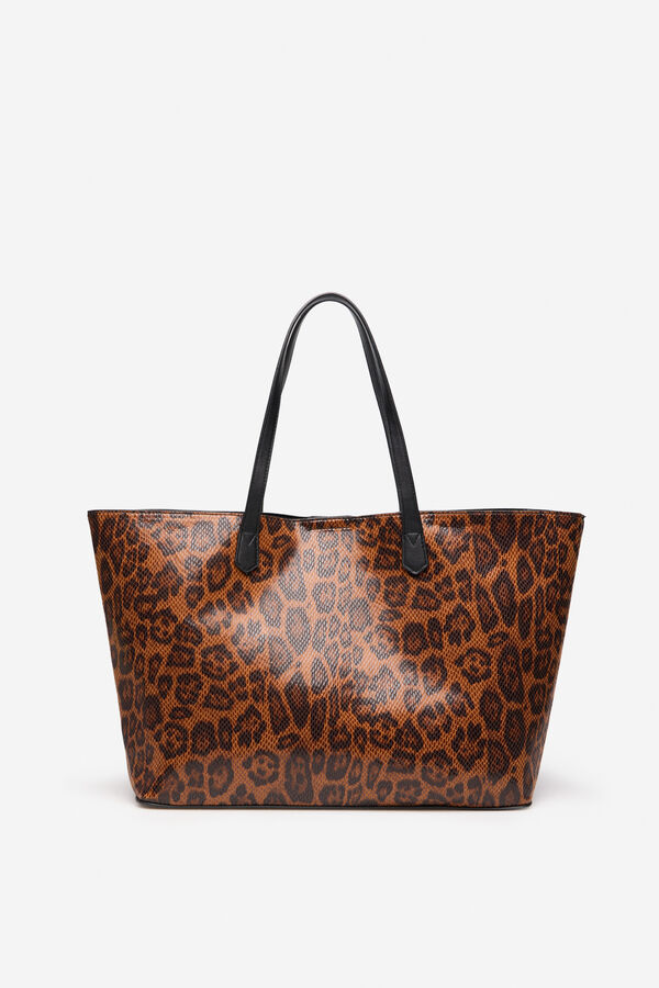 Cortefiel Bolsa shopper estampado de leopardo Estampado marr&oacute;n