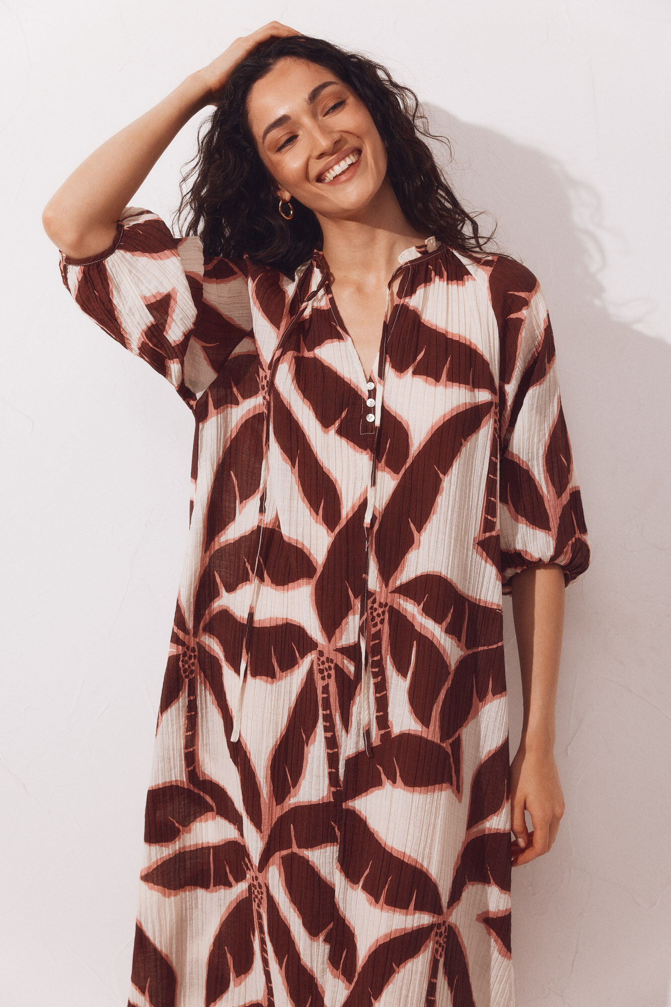 Cortefiel Caftan estampado amplio