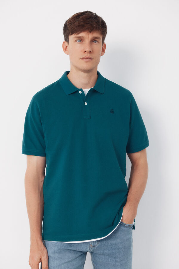 Cortefiel Polo b&aacute;sico piqu&eacute; Azul
