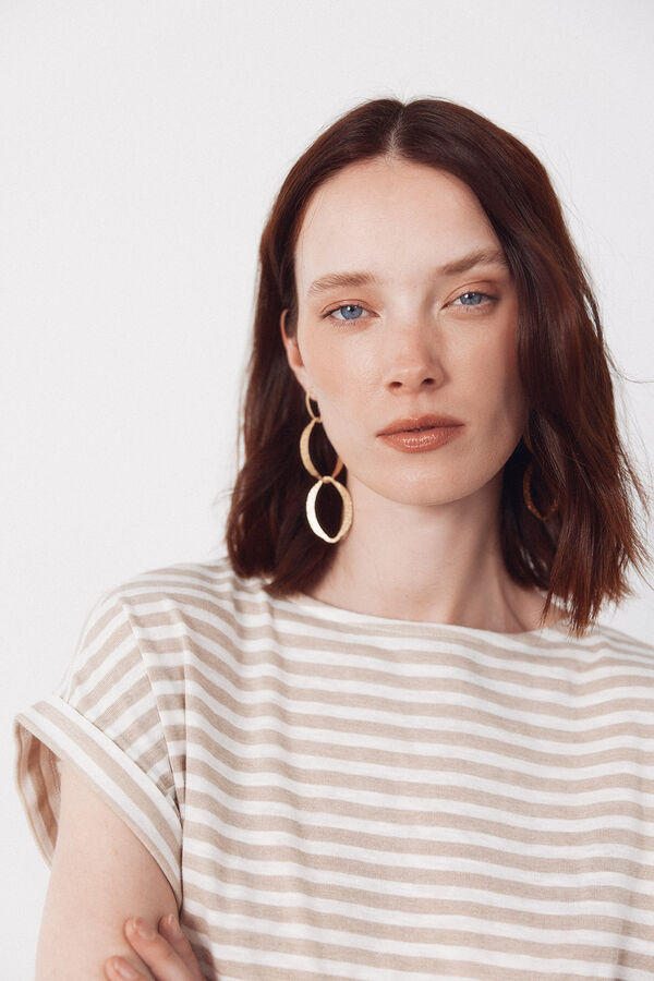 Cortefiel Playera de rayas Beige