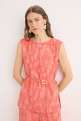 Cortefiel Top jacquard hebilla Coral