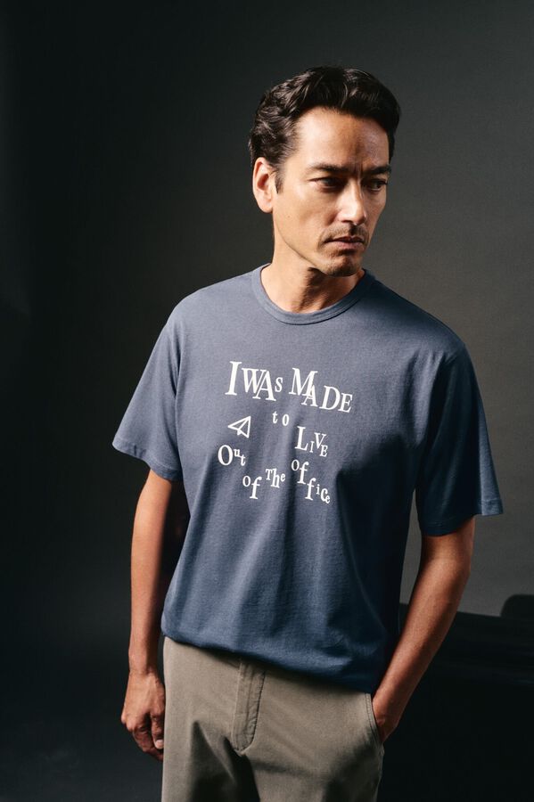 OOTO Camiseta gr&aacute;fica lavada Azul oscuro