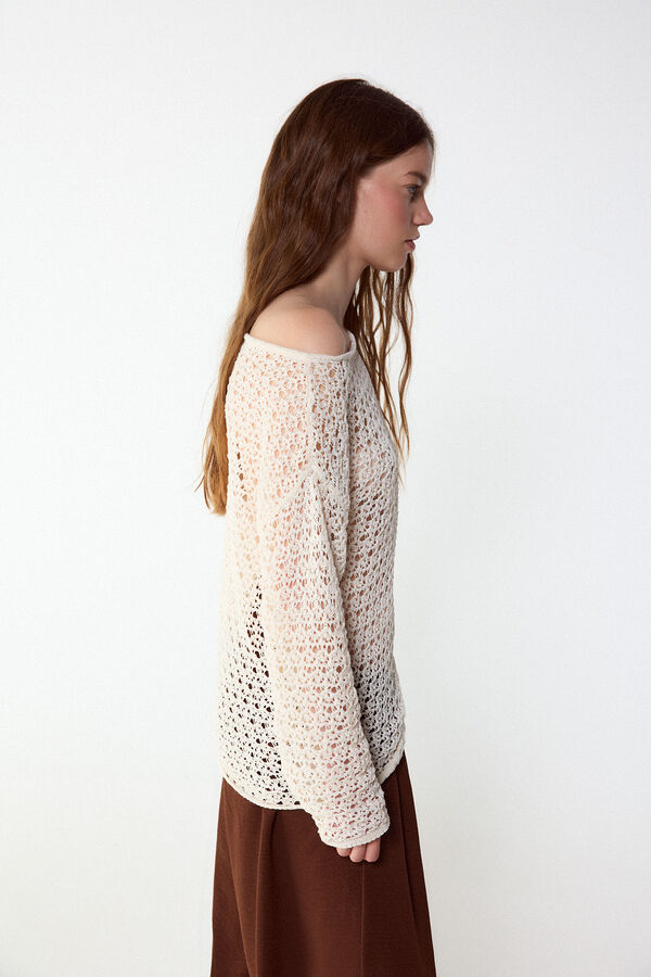 Slowlove Su&eacute;ter de punto calado Marfil