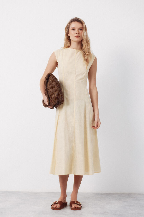 Cortefiel Vestido con contrastes Amarillo