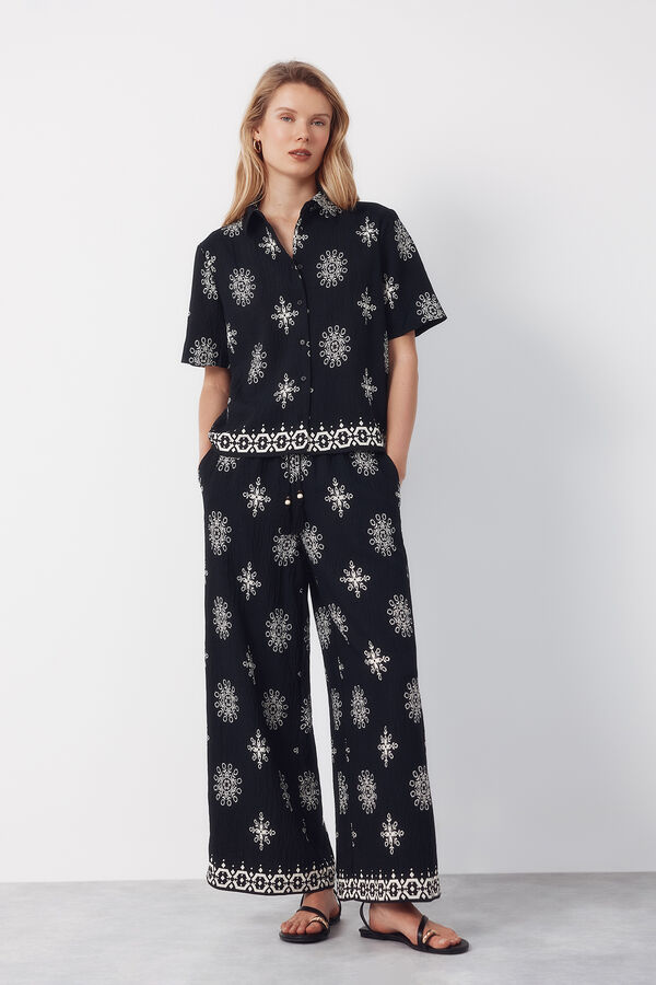 Cortefiel Camisa de manga corta estampada Estampado azul