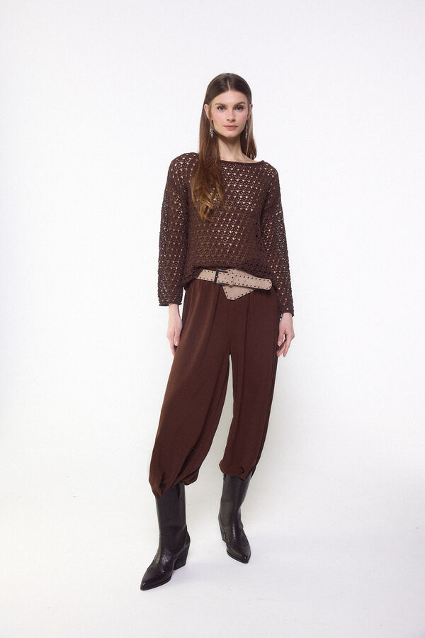 Slowlove Su&eacute;ter de punto calado Marr&oacute;n oscuro