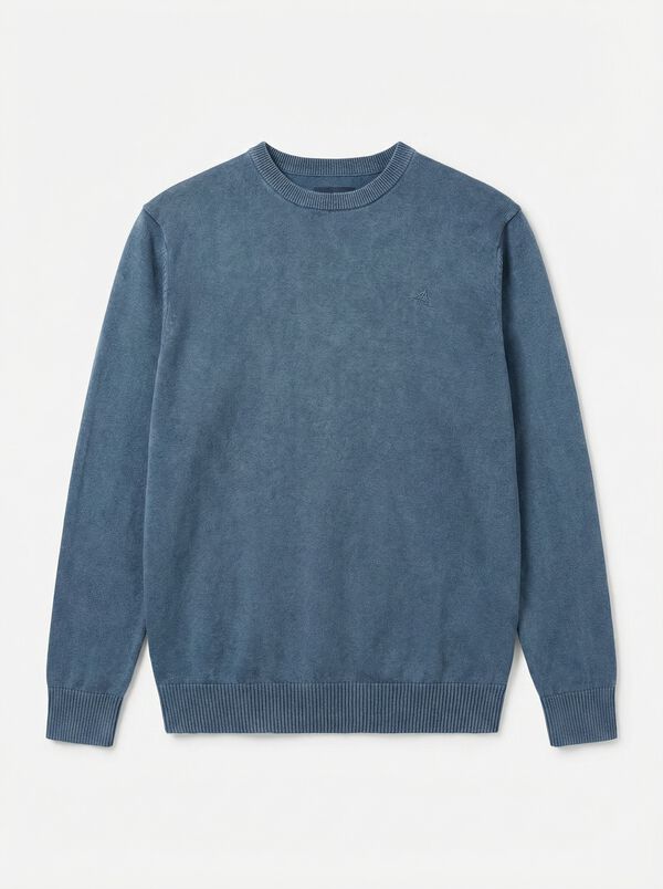 OOTO Jersey cuello redondo algod&oacute;n lavado Azul