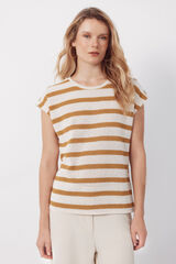 Cortefiel Playera de textura a rayas Dorado