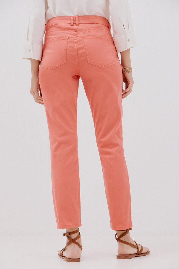 Cortefiel Pantalones pitillo crop color Coral