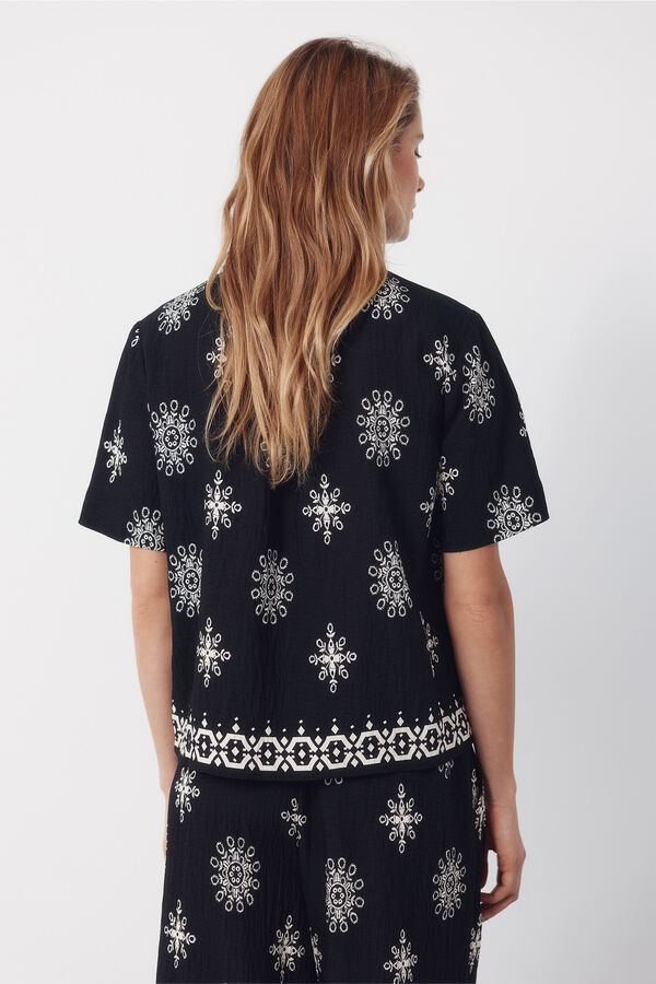 Cortefiel Camisa de manga corta estampada Estampado azul