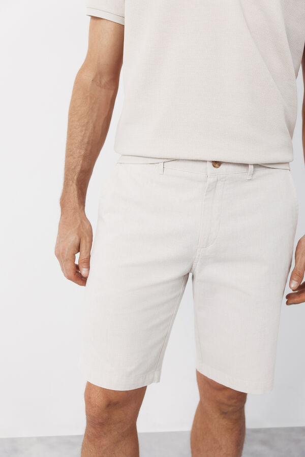 Cortefiel Bermuda tejido oxford Beige