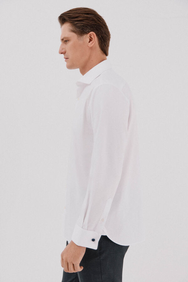 Cortefiel Camisa gemelos slim fit f&aacute;cil plancha Blanco