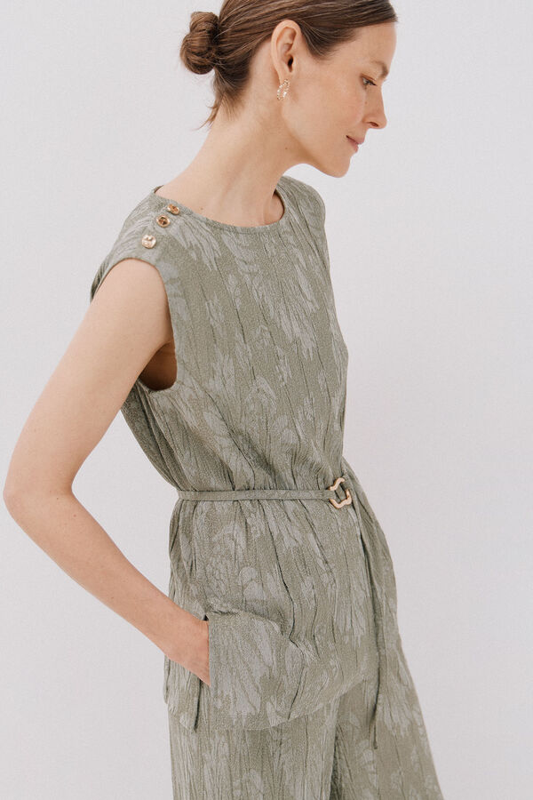 Cortefiel Top jacquard hebilla Kaki