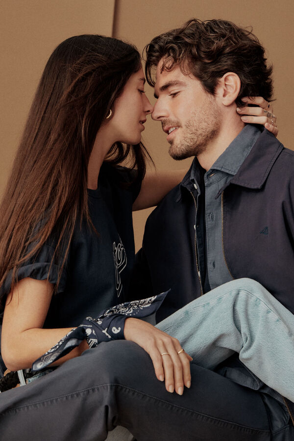 OOTO Camisa lisa fluida Azul